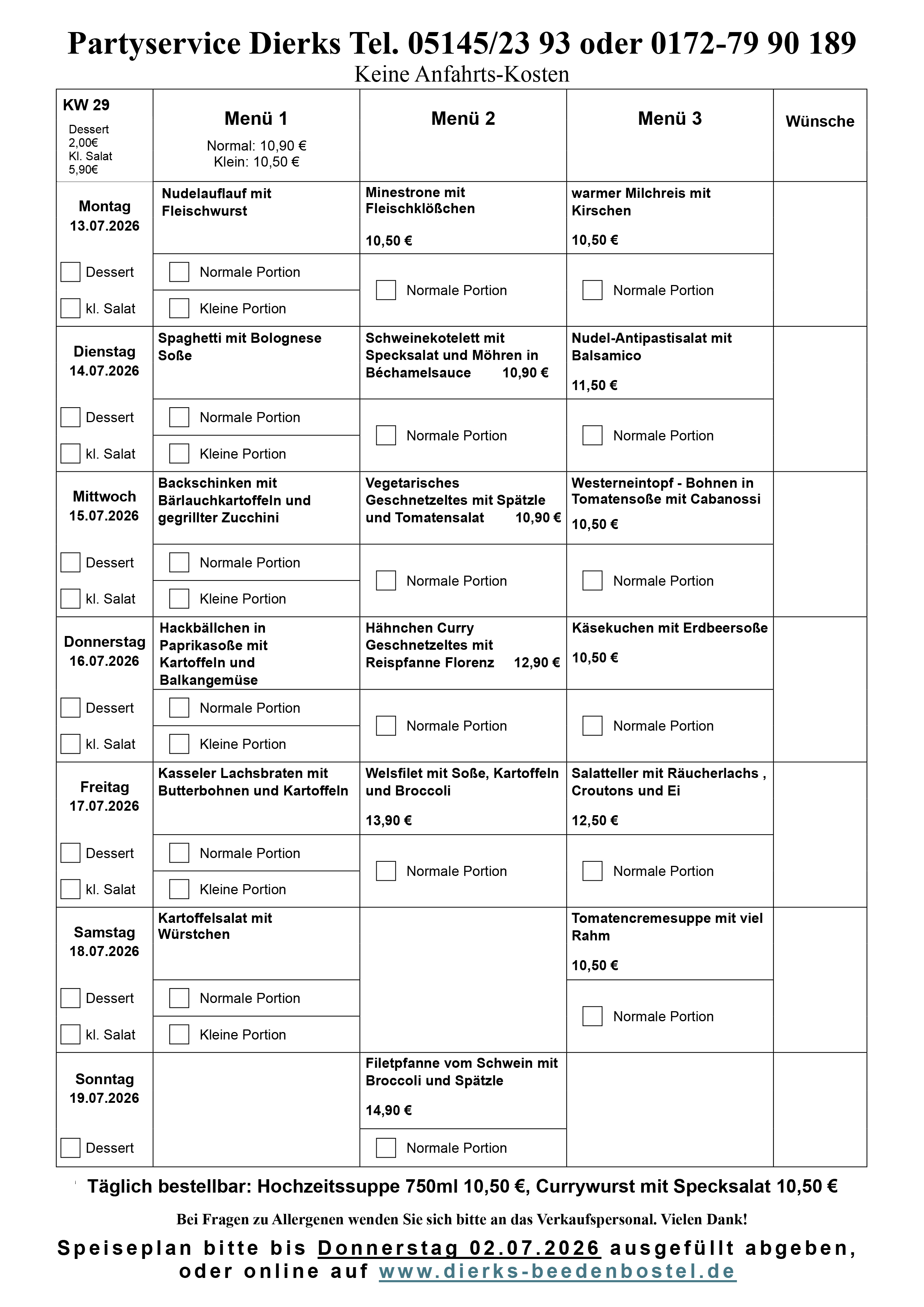 Speiseplan