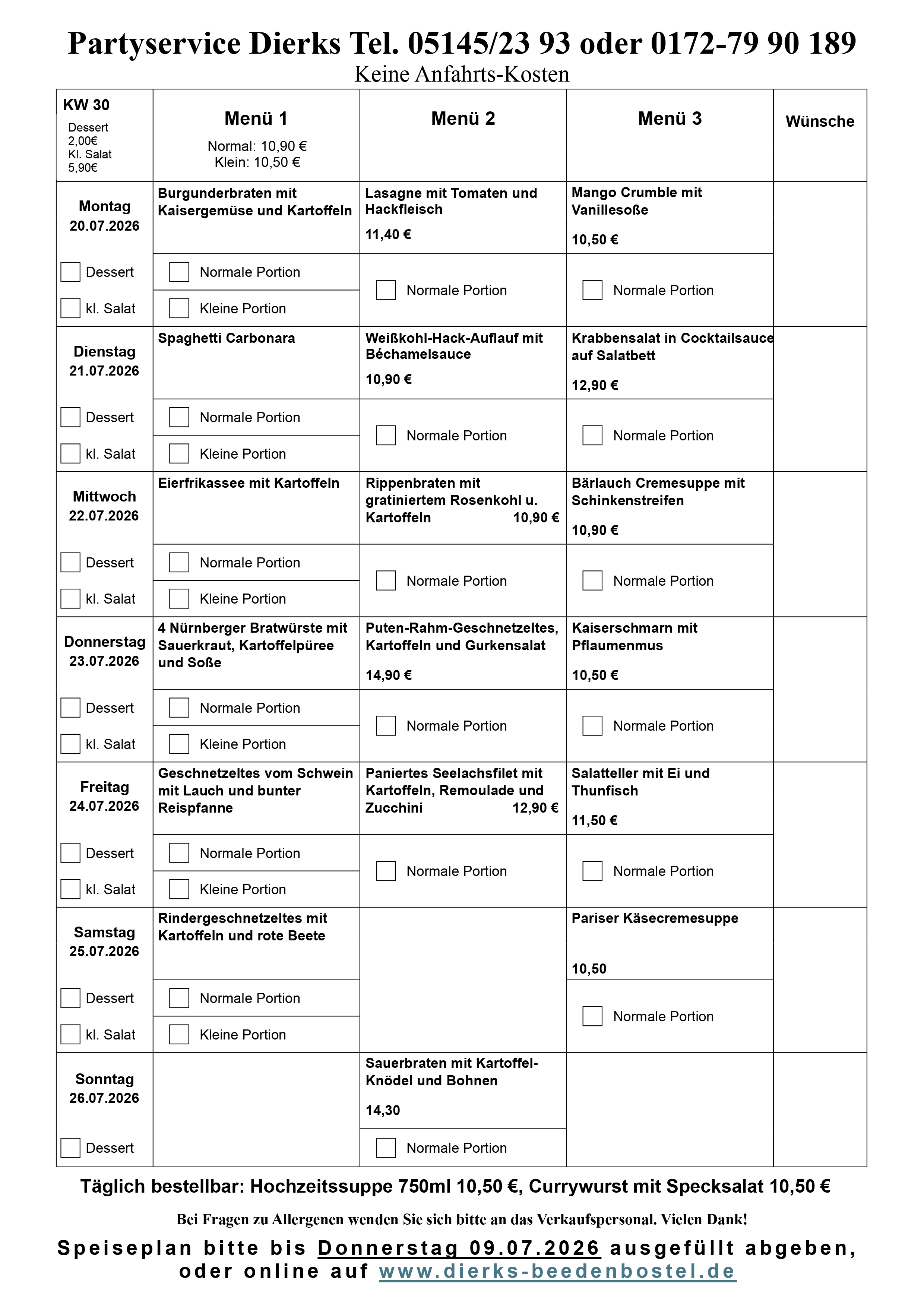 Speiseplan